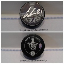 Erik Cernak Signed Tampa Bay Lightning 2021 Stanley Cup Champions Puck COA