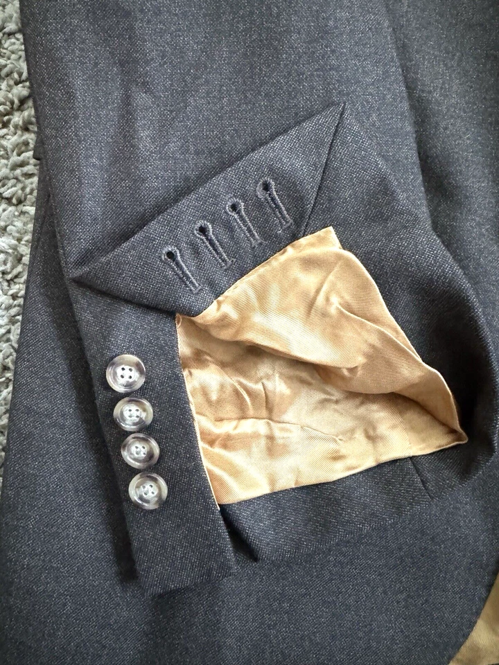 Oliver Wicks Custom Vitale Barberis 21 micras Traje Chaqueta 40L Largo Marrón Oscuro Reino Unido Foto 4 de 4