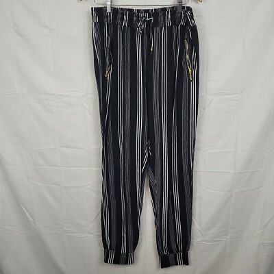 Eye Candy Womens Black White Striped Pockets Elastic Waist Jogger Pants Size 3X