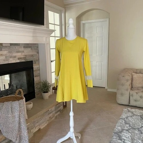 Wal G Lime Green Crew Neck Long Sleeve Short Dress Size S