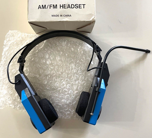 Vintage AM/FM Stereo Headset Blue with Box VG! | eBay