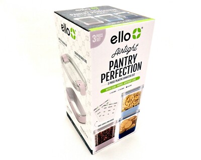 6 Piece Canister Set, Ello Airtight Pantry Perfection, 3 Canisters with lids