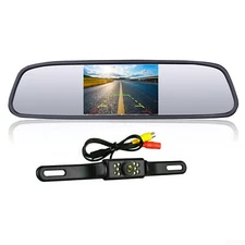 4.3" Backup Camera Mirror Car Rear View Reverse Night Vision Parking System Kit