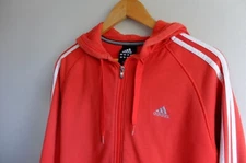 Rare Adidas Essentials zip up hoody L Red White Sweater trefoil 2010 Essential