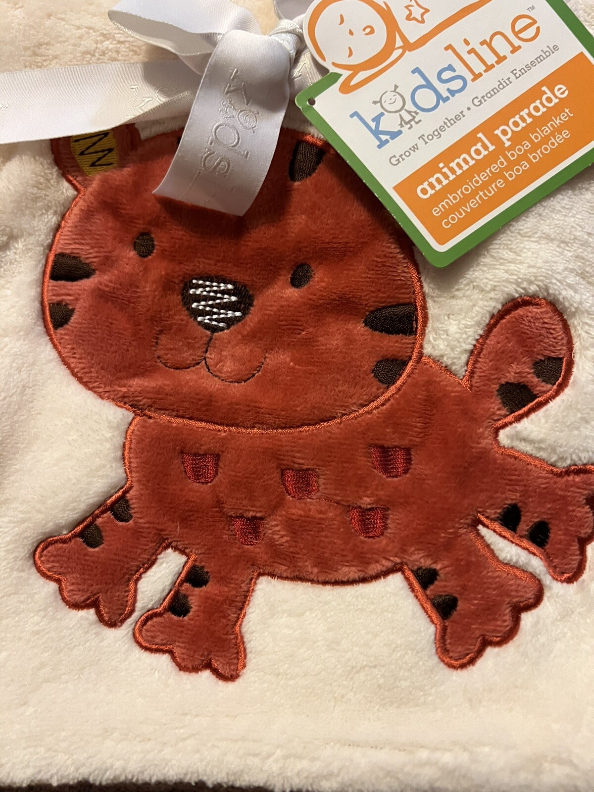 KIDSLINE BLANKET CREAM RUST SPOTTED TIGER BROWN HEM ALL PURPOSE DISCONTINUED NWT