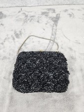 Vintage Richere Bag Walborg Black Hand Made Beaded Evening Purse Missing Beads