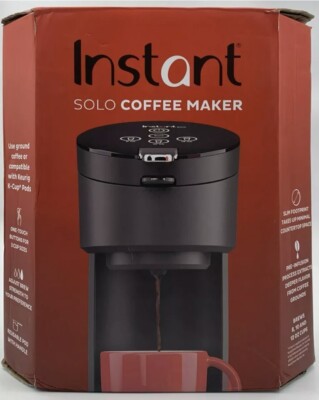 Macchina Da Caffè Solo Instant 2 In 1 – Per Cialde E Caffè Macinato, 12 Oz, Nera
