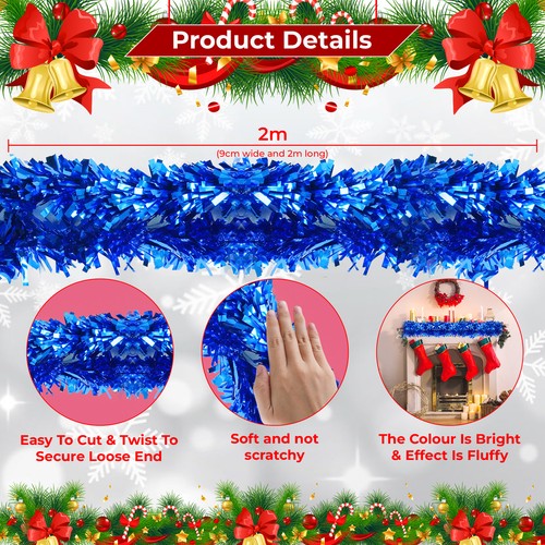 Chunky Tinsel Christmas Tree Xmas Party Decoration Garland Celebrations 2M - Picture 16 of 71