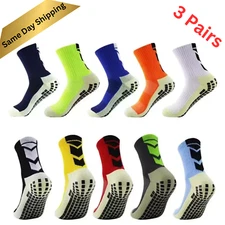 3 Pairs Anti-Slip Grip Soccer Socks Cotton Crew Athletic Sock Men Women  Premium