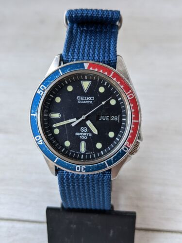 Vintage Herrenuhr Seiko Quartz Sports 100 Divers JAPAN 7546-603L T - Bild 2 von 24
