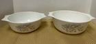 Vintage Pyrex Blue Iris Casserole Dishes Bowls England 2 Pcs- 8in & 9in