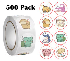 Pokemon Sticker Roll 500 Pack Decal Squirtle Meowth Eevee Pikachu Togepi Snorlax