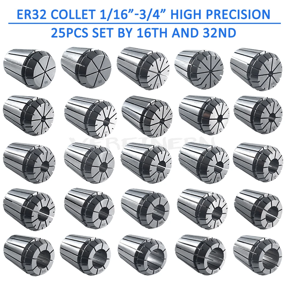 ER32 Collet Set 1/16"-3/4" by 16th and 32nd Industrial Grade Accurate 25Pcs - Image 2 of 4