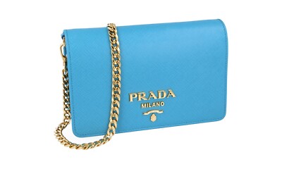 PRADA 水色 レザー ハンドバッグ プラダ PRADA サフィアーノ ショルダーバッグ レザー 水色 レディース