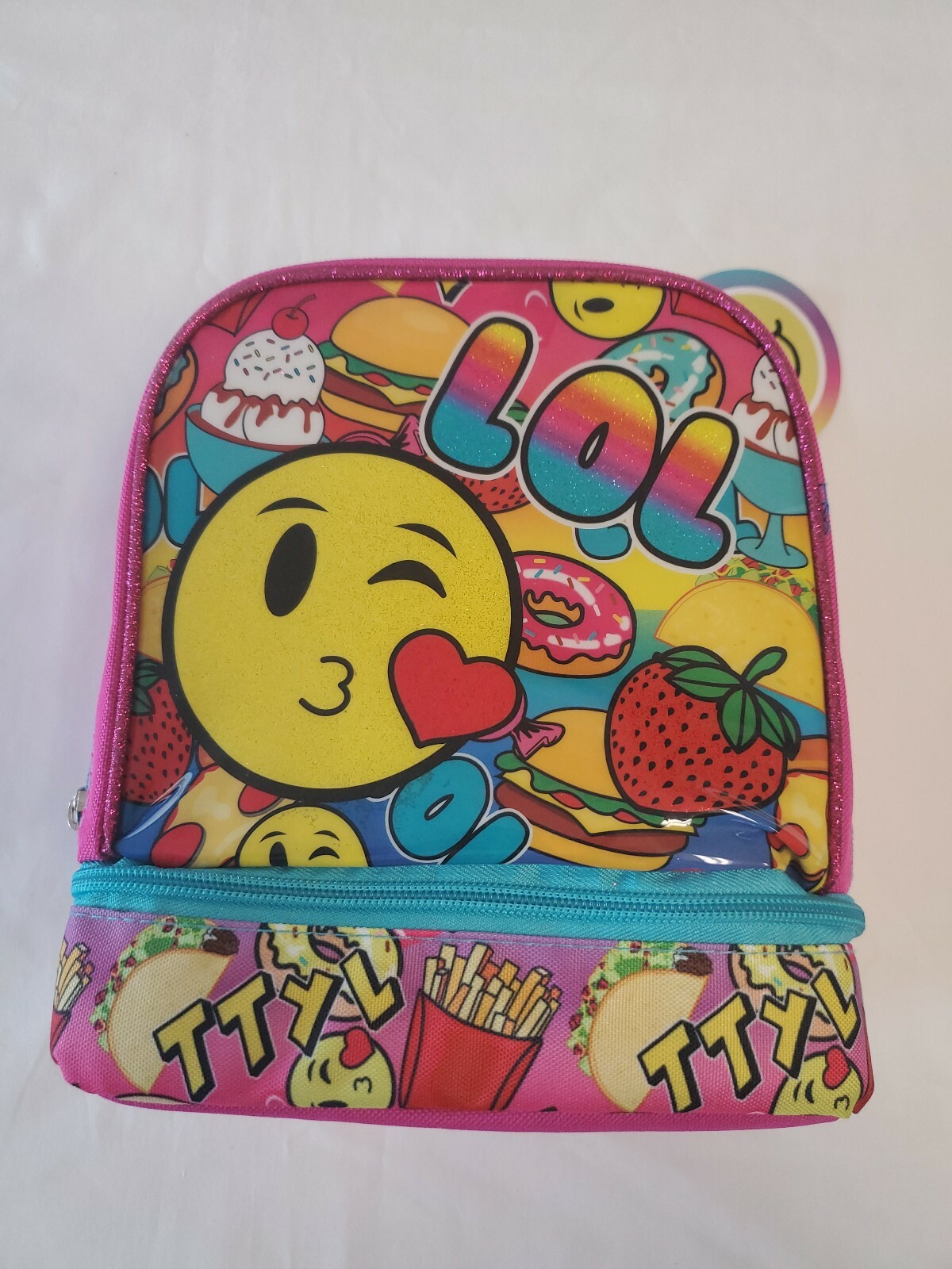 Emoji Pink Dual Compartment Insulated Lunch Tote/Bag BRAND N