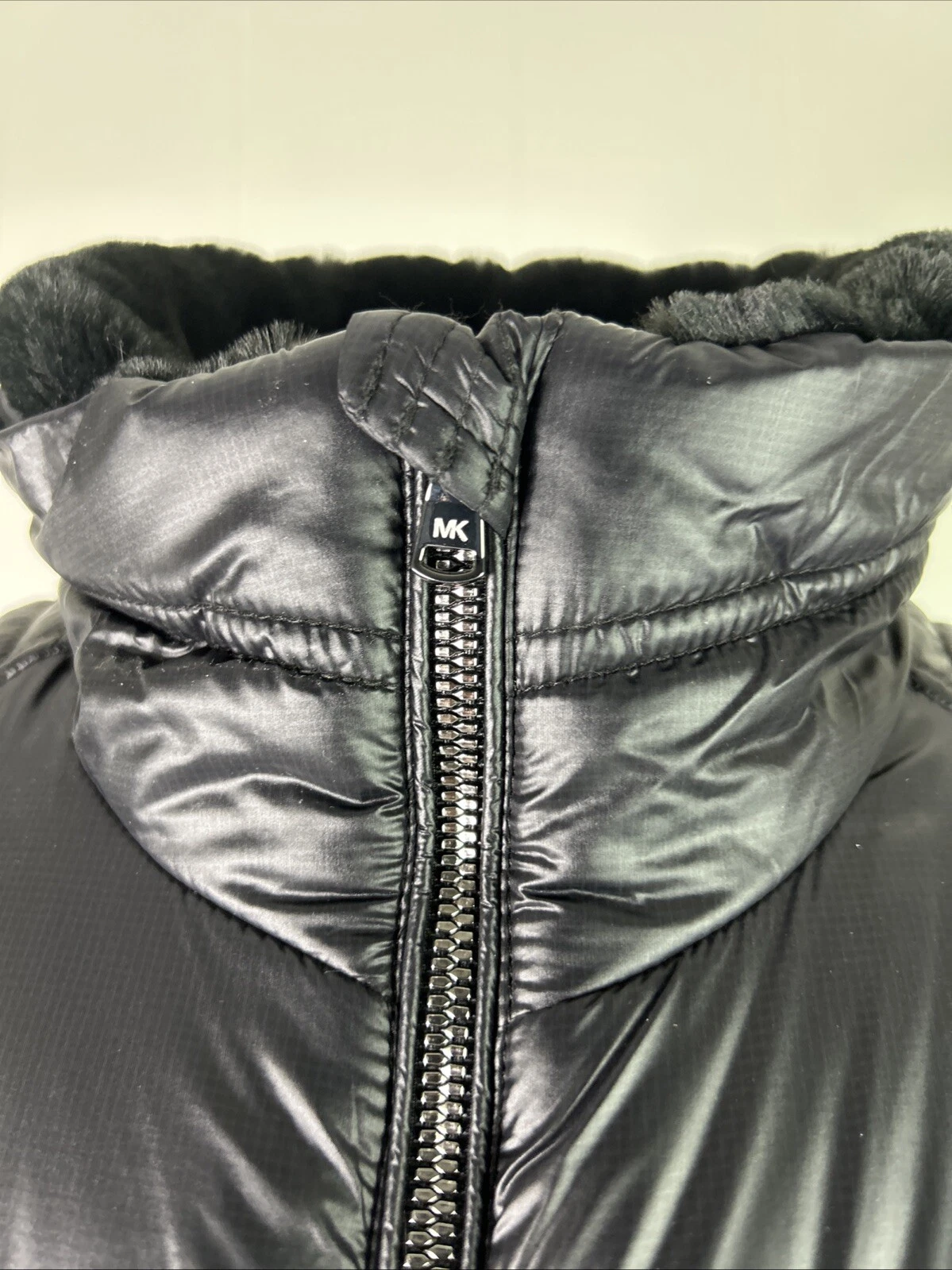 GILET NUOVO CON ETICHETTE MICHAEL KORS PIUMINO IMBOTTITO PELLICCIA SINTETICA FODERATO NERO 144019 GRANDE PREZZO AL PUBBLICO CONSIGLIATO $125 00