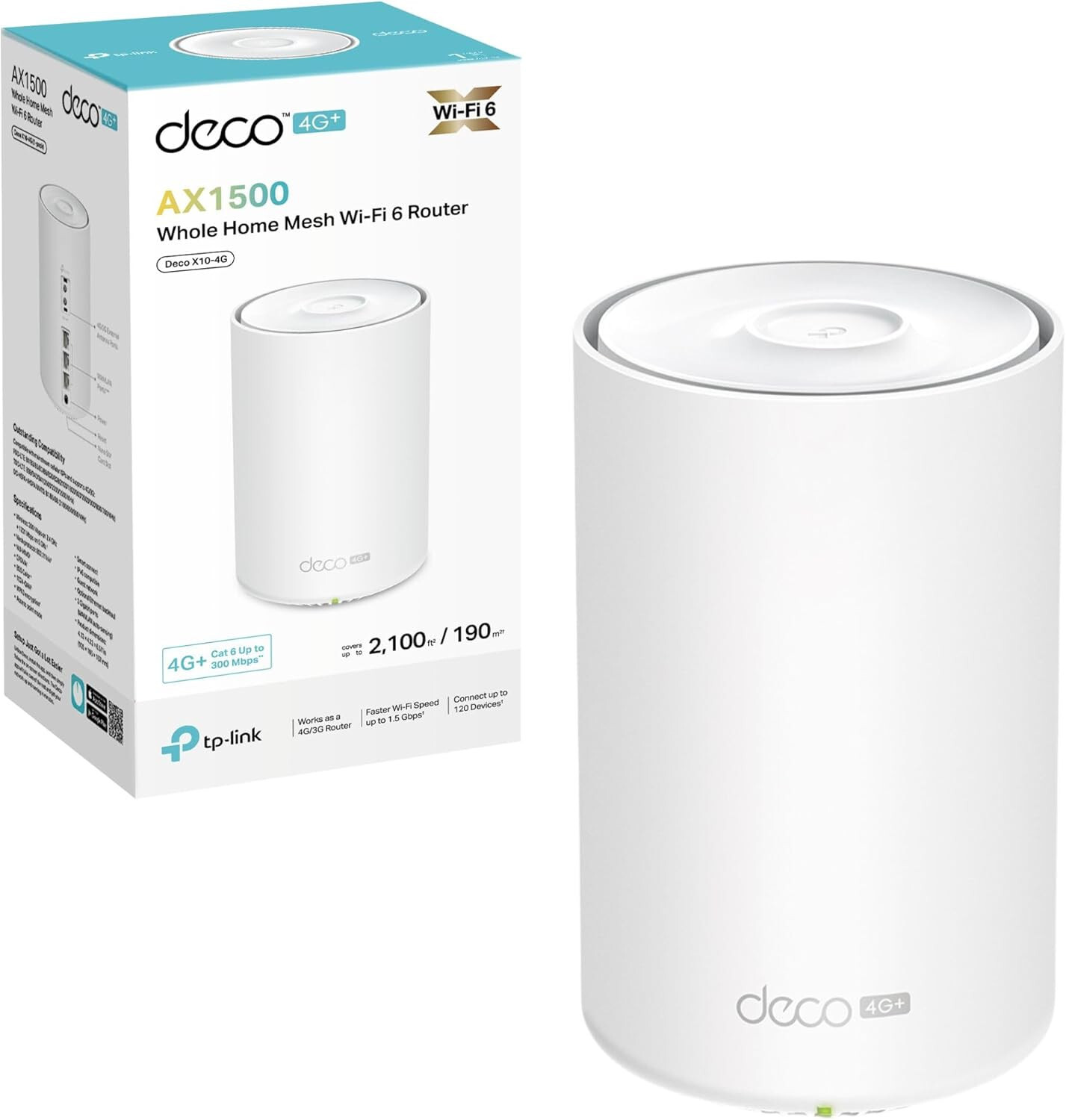 TP-Link Deco X10-4G AX1500 4G+ Wi-Fi 6 Router 4G+ LTE CAT6 Unlocked 1 Pack
