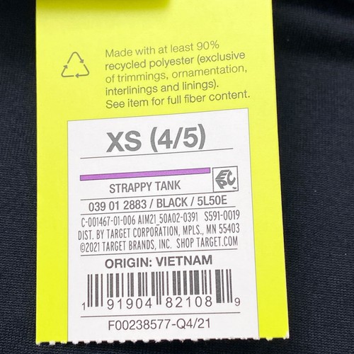 All In Motion Girls Size XS 4/5 Strappy Tank Top Black - Picture 7 of 8