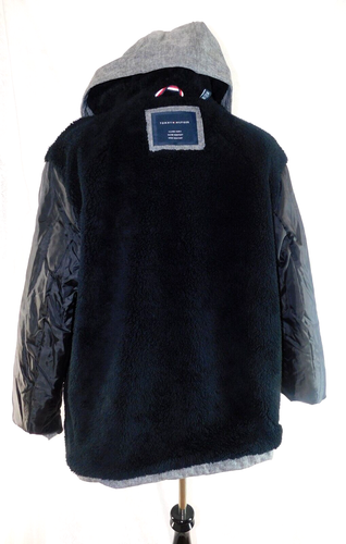 Nuevo con etiquetas Abrigo con capucha de piel sintética gris brezo para hombre Tommy Hilfiger ~ talla XXL - Imagen 8 de 10