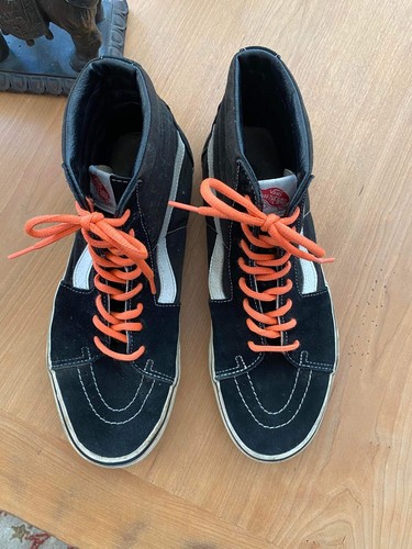 Zapatillas Vans Alta Top Negro De Cuero De Gamuza Naranja Cordones Para  hombre 10.5 para mujer 12 | eBay