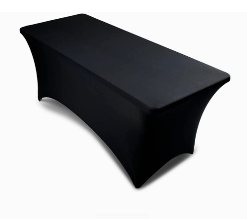6' ft. Spandex Fitted Stretch Tablecloth Table Cover Wedding Banquet Party Black