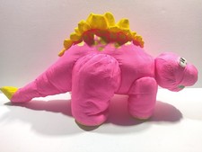 Fisher Price Puffalumps Dino-Roars Pink Stegosaurus Dinosaur Plush Vintage 1992
