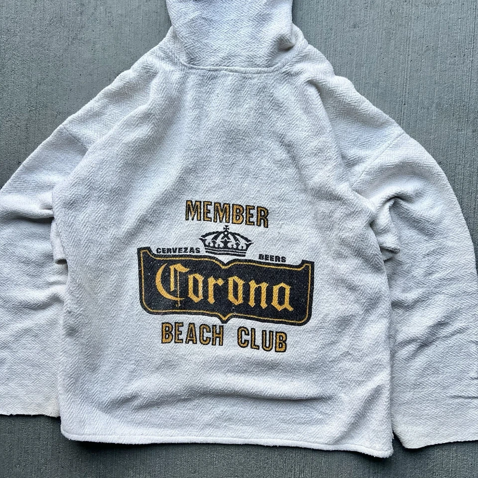 Sudadera con Capucha De Colección Años 90 Corona Beach Club Blanca Gráfica Talla Para Hombre’s XL Hecha en EE. UU. Foto 3 de 4