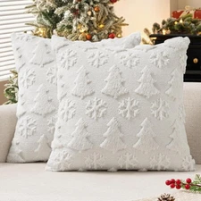 MIULEE Christmas Throw Pillow Covers 18x18 18 x 18 (Pack of 2), Pure White 