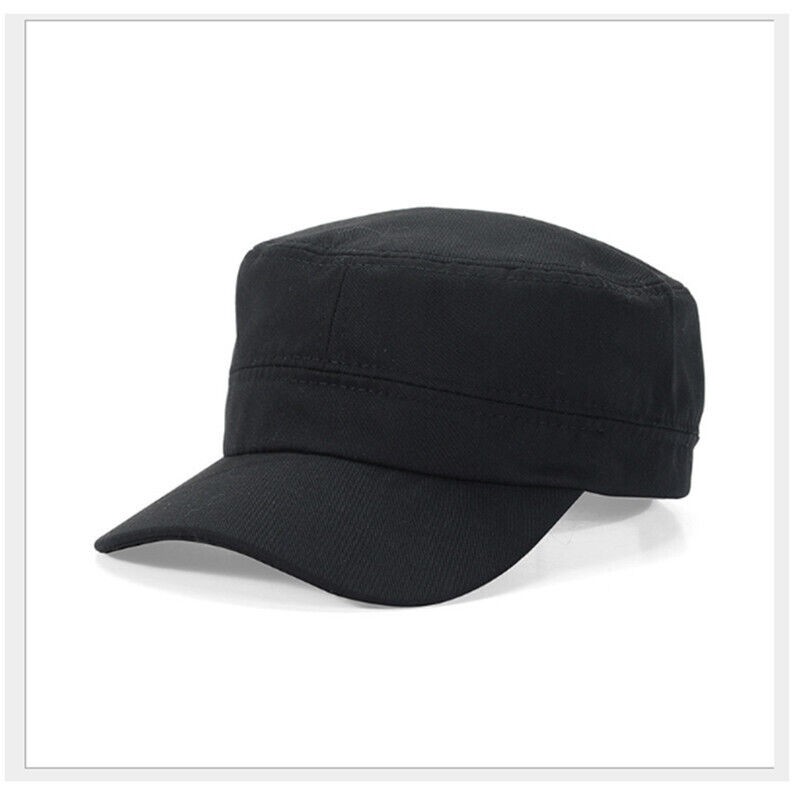 Cadet Army Cap Military Style Adjustable Flat Top Cap Unisex Basic Baseball Hat
