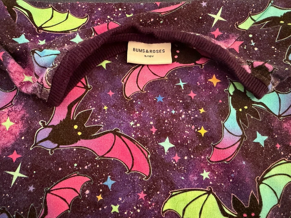 Bums And Roses Bat Attitude Halloween Bamboo Jogger Set Unisex 9-10 Rainbow Star - Image 2 of 3