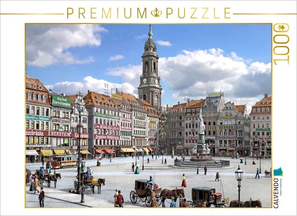 Calvendo Puzzle Dresden - Kreuzkirche And Altmarkt Around 1900 | 1000 Pieces, Fi-image