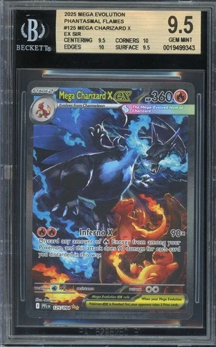 Pokemon TCG Mega Phantasmal Flames #125 Mega Charizard X ex SIR BGS 9.5 GEM ++