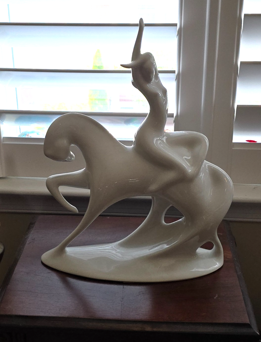  DUX　Jaroslav Jezek　オブジェ　アンティーク ROYAL DUX BOHEMIA CZECH Jaroslav Jezek Lady Godiva Riding the