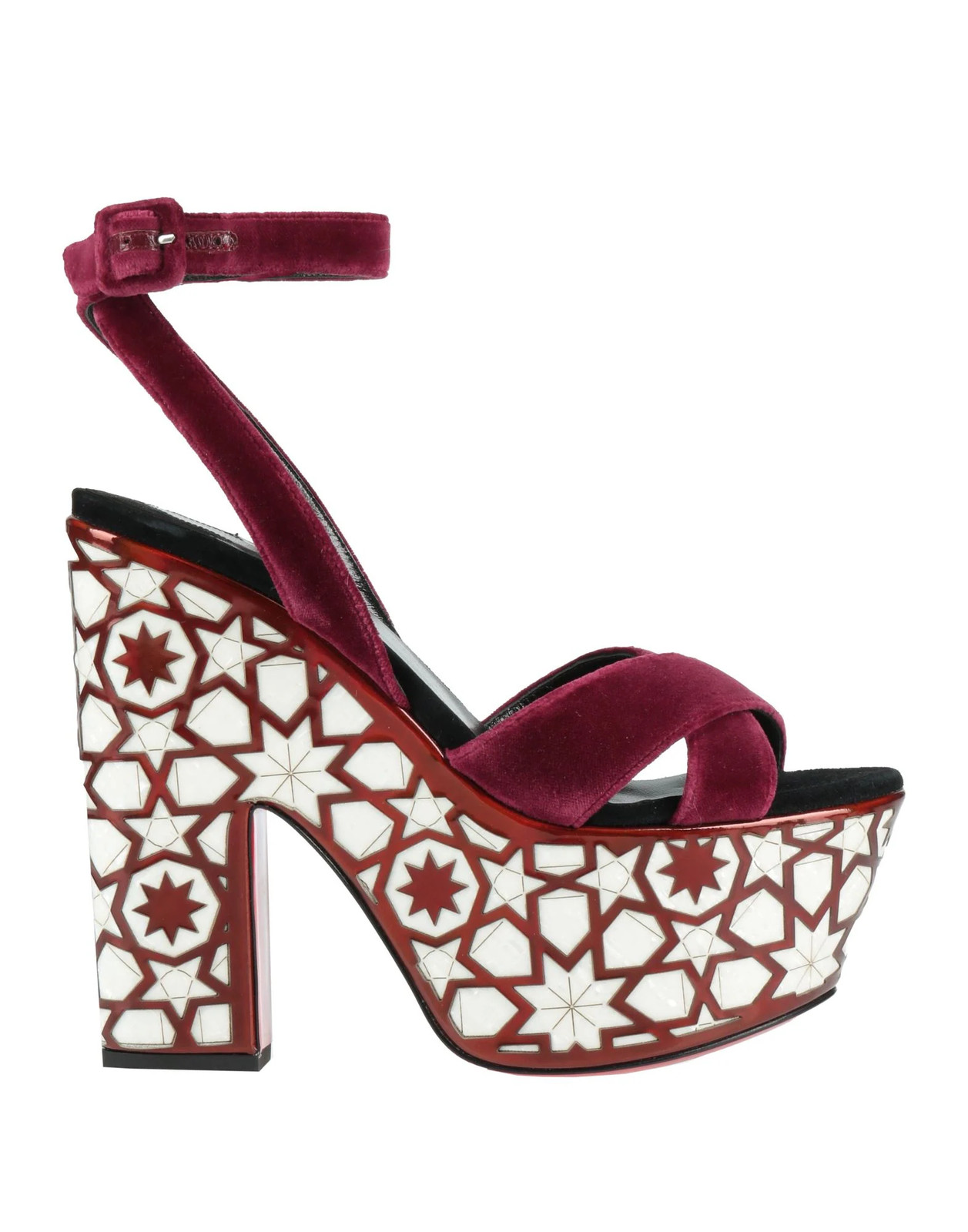 Christian Louboutin - Women - Velvet Sandals - Burgundy 396890₽