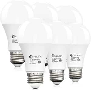evelor 6-Packs A19 LED Light Bulbs,100 Watt Equivalent Daylight 5000K Bright Bul