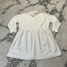 LOFT Dress Womens Medium White Swiss Dot Babydoll Tunic Cottagecore