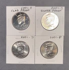2001 P D S S Kennedy Half Dollar Year set Silver & Clad Proof & BU US 4 Coin lot