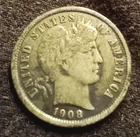 1908 P Barber Silver Dime ☆ VF☆ Great Set Filler  - Nice Eye Appeal, Some Toning