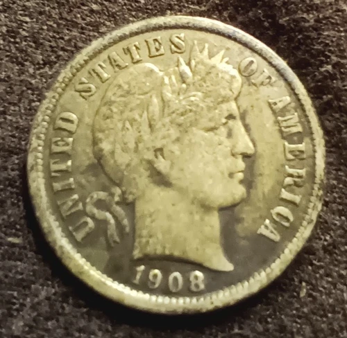 1908 P Barber Silver Dime ☆ VF☆ Great Set Filler  - Nice Eye Appeal, Some Toning