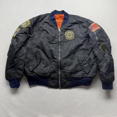 Vintage Alpha Industries Jacket Mens Medium MA-1 Bomber USA Military Patches