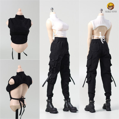 1/6 Female Trendy Functional T-shirt Work Pants Clothes Model For 12''Figure