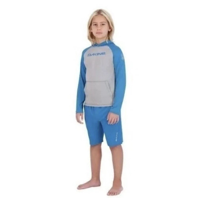Dakine 2-Piece Set Boy's Swimsuit Rash Guard Top And Shorts; Blue L-14/16 NWT