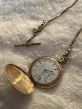 Late 19th Century Beautiful Gold Plated Hunter Case Elgin Watch Co Pocket Watch