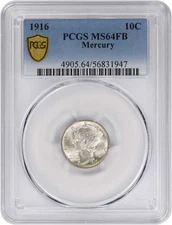 1916 Mercury Silver Dime MS64FB PCGS