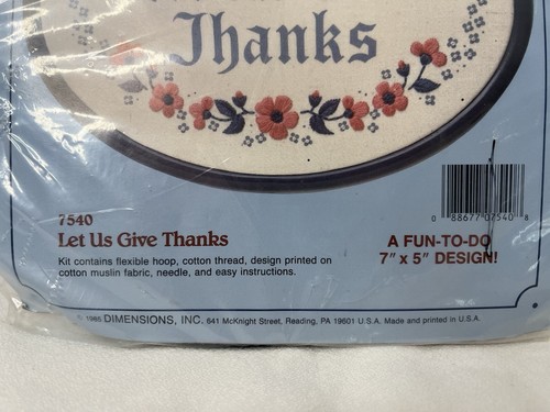 Vintage Stitchables Dimensions Let Us Give Thanks #7540 Embroidery Kit - Picture 2 of 3