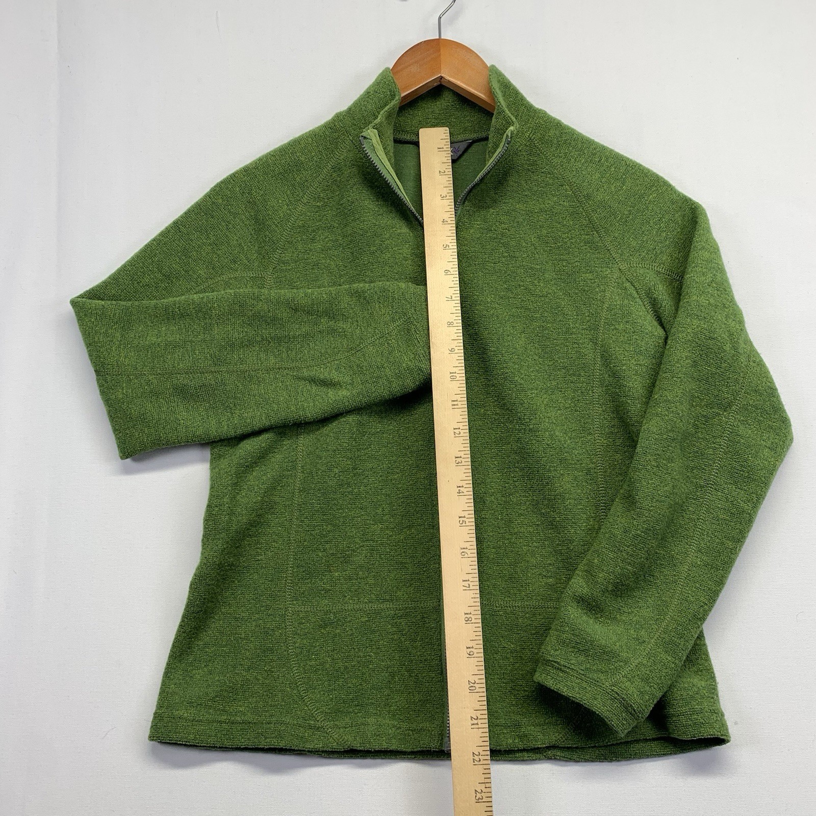 Ibex Merino Boiled Wool Jacket Women Small Full Zip Sweater Jacket Unlined Gree