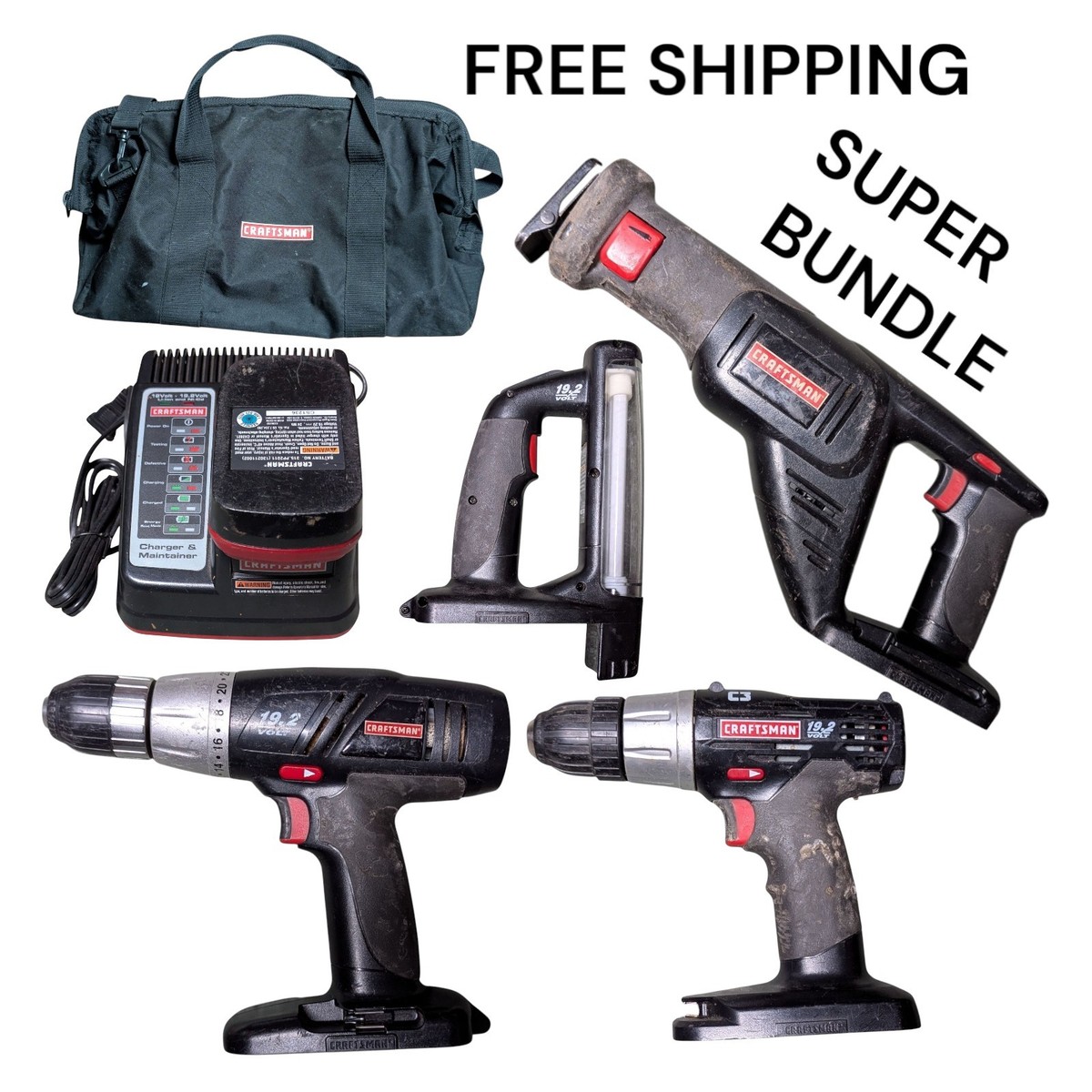 Craftsman C3 Piece Set Battery Charger Drills