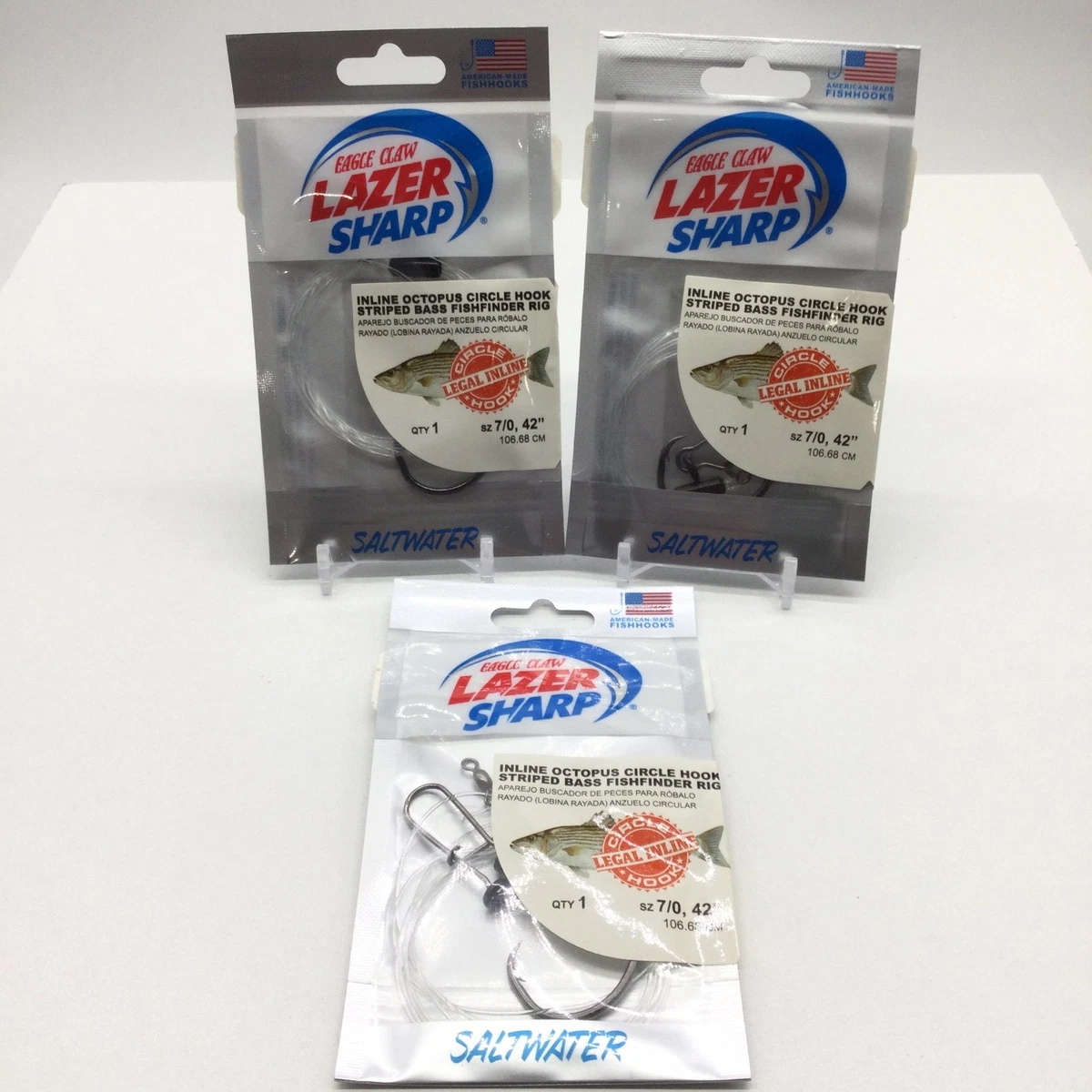 Lotto 6 Rig Eagle Claw Porgy Bass – Hi Low Top Bottom Con 2 Ami E Galleggianti Taglia 3/0