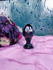 Fenton Glass Handpainted Black Rooster Pedestal Egg Signed D. Barbour -3 3/4"