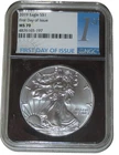 2019 American Silver Eagle First Day of Issue  MS70 Silver Holder FDOI